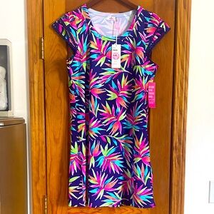 Aryeh Multicolor Tropical Leaf Dress Large